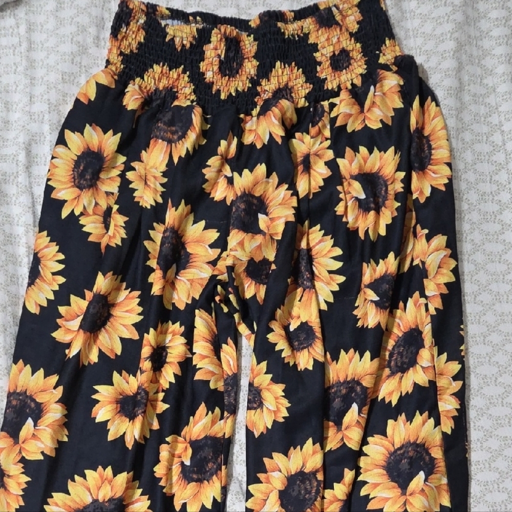 Sunflower Print Women's Pants